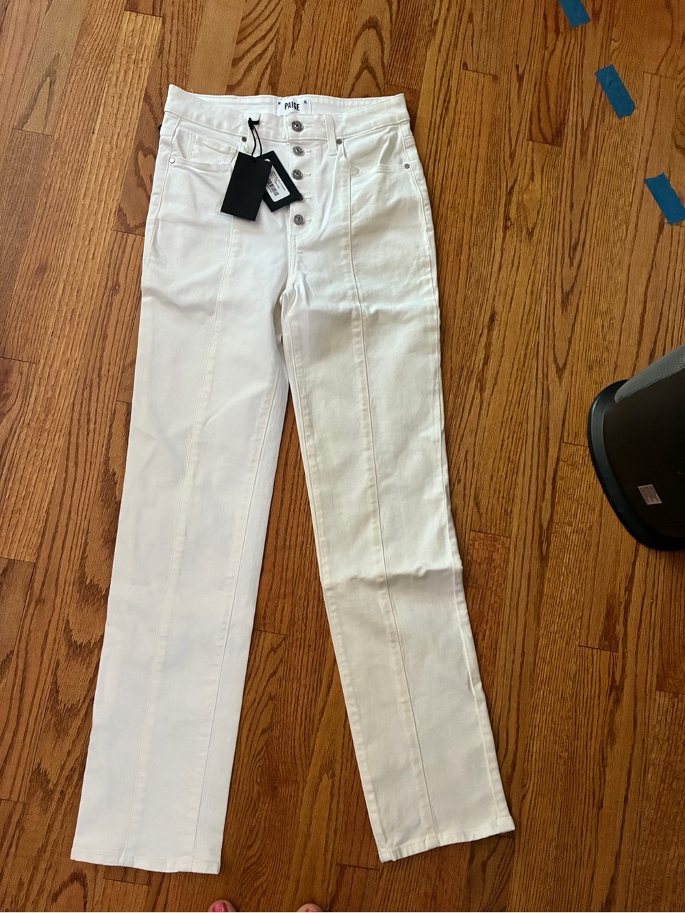 PAIGE Stella Ecru Women’s Button-Fly Straight Leg Jeans Size 26